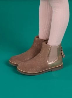 Chelsea Boots En Cuir Pailleté.
