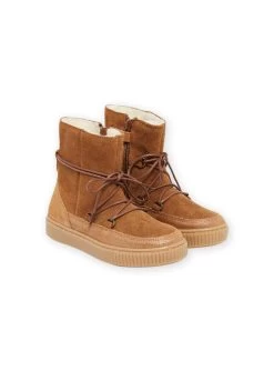 Boots Camel En Croûte De Cuir Et Semelle Cuvette