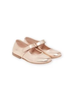Babies En Cuir Lisse Doré Rose