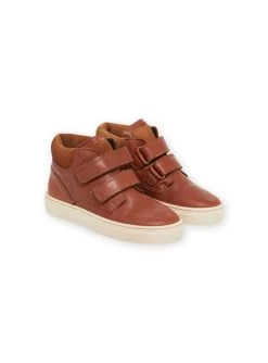 Baskets Montantes En Cuir Lisse Camel