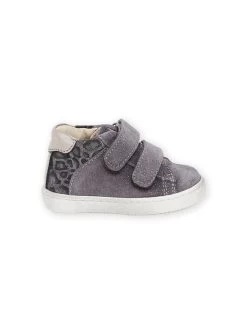 Baskets Montantes En Croûte De Cuir Gris Pailleté Et Imprimé Léopard -Dpam 22XK3781D3P 940 3