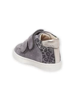 Baskets Montantes En Croûte De Cuir Gris Pailleté Et Imprimé Léopard -Dpam 22XK3781D3P 940 4