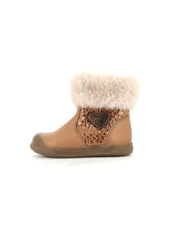 Boots Cuir Lisse Camel Avec Col Fourré BOPY® -Dpam 22XK3792D10 804 3