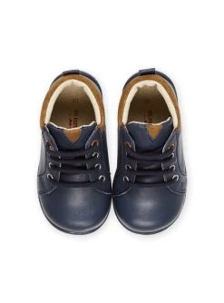 Bottillons En Cuir Lisse Marine à Semelle Fine -Dpam 22XK3873D0F 070 1