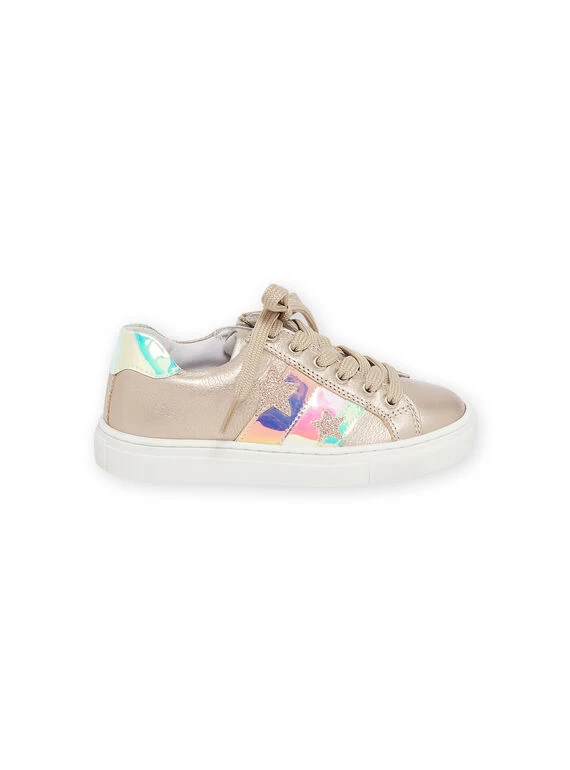 Baskets Dorées En Cuir Avec Patchs étoile Et Bandes Fantaisie 4 Baskets Dorées En Cuir Avec Patchs étoile Et Bandes Fantaisie – Bild 2