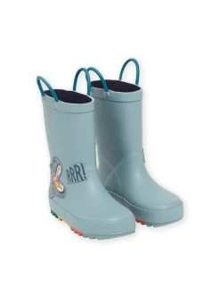Bottes De Pluie Bleu-vert Avec Patch Dinosaure Bleu-gris
