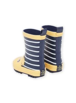 Bottes Jaunes Et Bleu Marine à Imprimé à Rayures Et Motif Tête De Chien -Dpam 23KK3811D0C 010 13