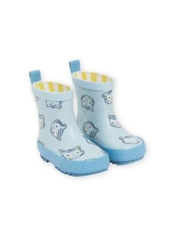 Bottes De Pluie Bleues à Imprimé Chats