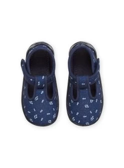 Chaussons Forme Salomé Bleu Marine à Imprimé Poissons -Dpam 23KK3842D0A 070 14