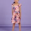 Robe Rose Poudré à Imprimé Exotique Enfant Fille -Dpam 23S901G2ROB D327 1