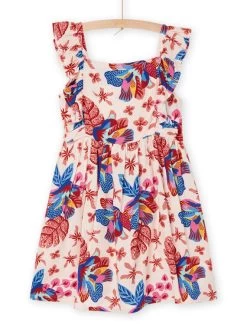 Robe Rose Poudré à Imprimé Exotique Enfant Fille -Dpam 23S901G2ROB D327 11
