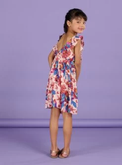 Robe Rose Poudré à Imprimé Exotique Enfant Fille -Dpam 23S901G2ROB D327 3