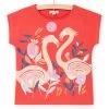 T-shirt Rouge à Animation Flamants-rose Et Fleurs -Dpam 23S901L2TMC F503 11