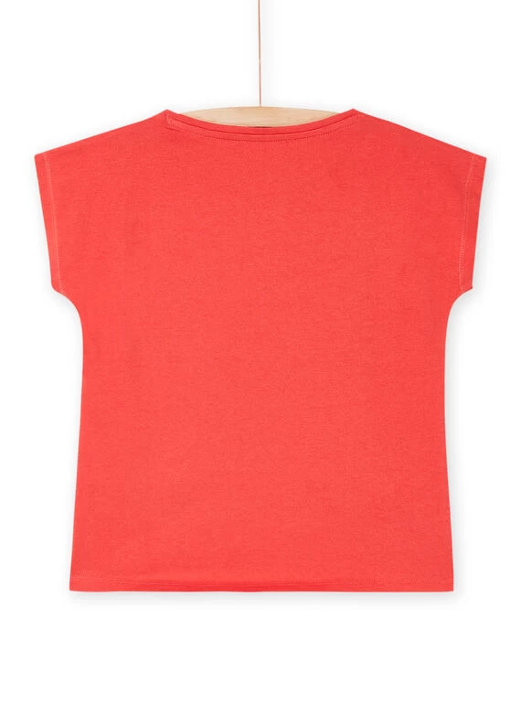 T-shirt Rouge à Animation Flamants-rose Et Fleurs 5 T-shirt Rouge à Animation Flamants-rose Et Fleurs – Bild 3