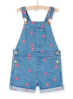 Salopette En Jean Bleue à Broderies Fleuries -Dpam 23S901T1SAC P272 11