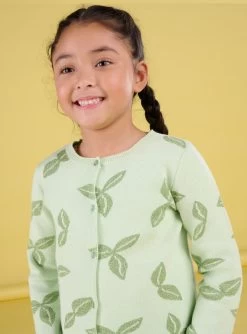 Cardigan Vert Amande Jaquard
