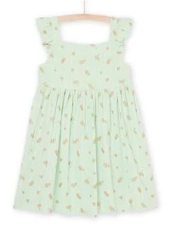Robe Vert Amande à Mancherons Volantés
