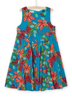 Robe Turquoise Foncé à Imprimé Fleurs