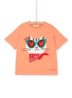 T-shirt Orange à Manches Courtes à Animation Animalier - Mixte -Dpam 23S902P2TMC E413 11