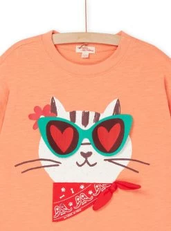 T-shirt Orange à Manches Courtes à Animation Animalier - Mixte -Dpam 23S902P2TMC E413 12