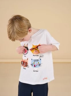 T-shirt à Manches Courtes à Motif Chats - Mixte