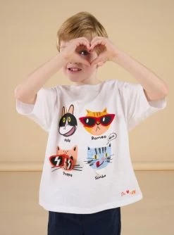 T-shirt à Manches Courtes à Motif Chats - Mixte -Dpam 23S902P5TMC 000 4