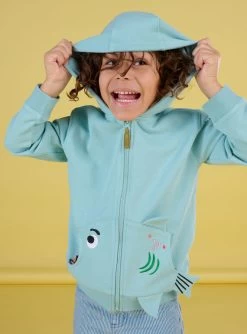 Sweat Bleu Céladon à Animation Poisson