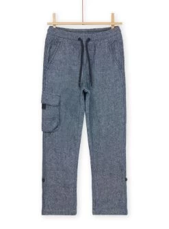 Pantalon Bleu Nuit Chiné En Lin Et Coton Mélangés -Dpam 23S902W1PAN 705 11