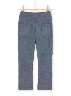 Pantalon Bleu Nuit Chiné En Lin Et Coton Mélangés -Dpam 23S902W1PAN 705 14