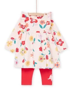 Robe Et Legging Rose Dragée à Imprimé Fleurs