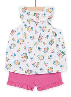 Débardeur Et Short Blanc à Imprimé Fleurs. -Dpam 23SG09X1ENS 000 14