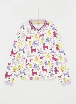 Veste Teddy écrue à Imprimé Chiens Et Chats Fille