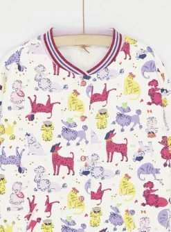 Veste Teddy écrue à Imprimé Chiens Et Chats Fille -Dpam 23W901H1CAR 001 13