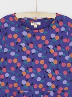 Robe Bleue Pervenche à Imprimé Fruits Fille -Dpam 23W901H1ROB 221 13