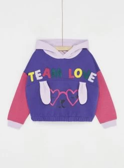 Sweat à Capuche Bleu Pervenche Fille