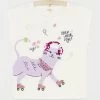 T-shirt écru à Animation Chat Fille -Dpam 23W901H1TEE 001 11