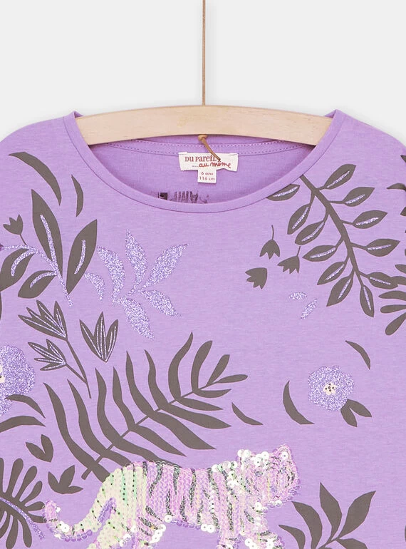 T-shirt Parme à Imprimé Tigre Fille 5 T-shirt Parme à Imprimé Tigre Fille – Bild 3