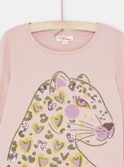 T-shirt Parme à Imprimé Panthère Fille -Dpam 23W901I3TML 303 13