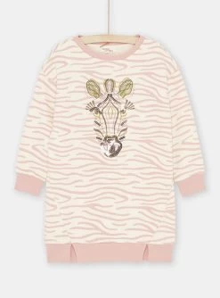 Robe Sweat écru Et Rose Fille