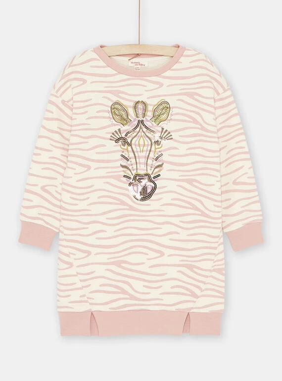 Robe Sweat écru Et Rose Fille 3 Robe Sweat écru Et Rose Fille