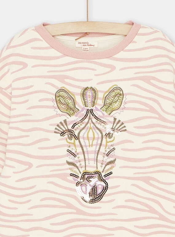 Robe Sweat écru Et Rose Fille 4 Robe Sweat écru Et Rose Fille – Bild 2