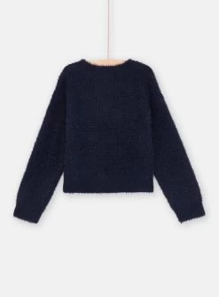 Cardigan Bleu Marine à Paillettes Fille -Dpam 23W901M6CAR 070 13