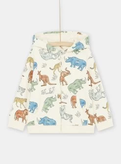 Gilet Crème à Imprimé Animaux Garçon