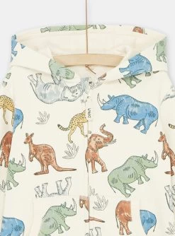 Gilet Crème à Imprimé Animaux Garçon -Dpam 23W902I2GIL A002 13