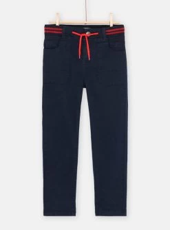 Pantalon Bleu Nuit à Taille élastiquée Garçon