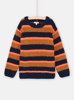 Pull Multicolore à Imprimé à Rayures Garçon