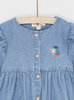 Robe Manches Longues Bleue En Denim Bébé Fille -Dpam 23WG09H2ROB P274 13