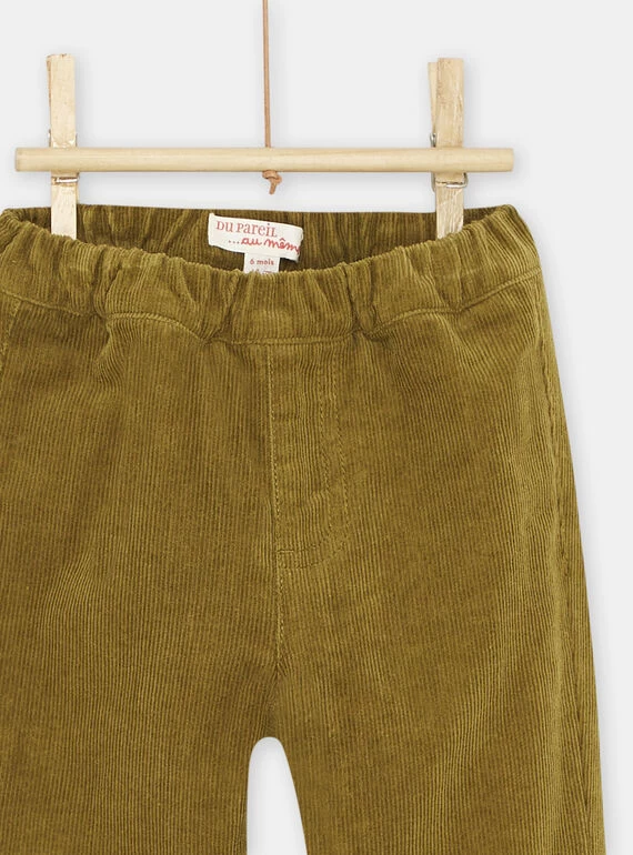 Pantalon En Velours Vert Olive Bébé Garçon 4 Pantalon En Velours Vert Olive Bébé Garçon – Bild 2