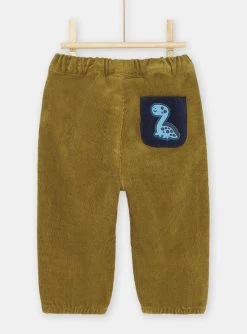Pantalon En Velours Vert Olive Bébé Garçon 7 Pantalon En Velours Vert Olive Bébé Garçon -Dpam 23WG10B2PAN 633 13