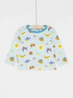 T-shirt Réversible Turquoise à Manches Longues Bébé Garçon